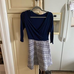 Blue and white dress